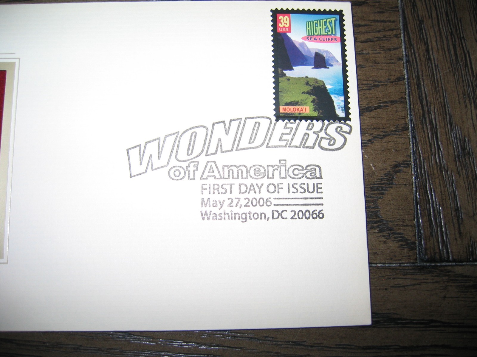 2006 Wonders of America Highest Sea Cliffs Moloka"i Replica Golden Cover Stamp
