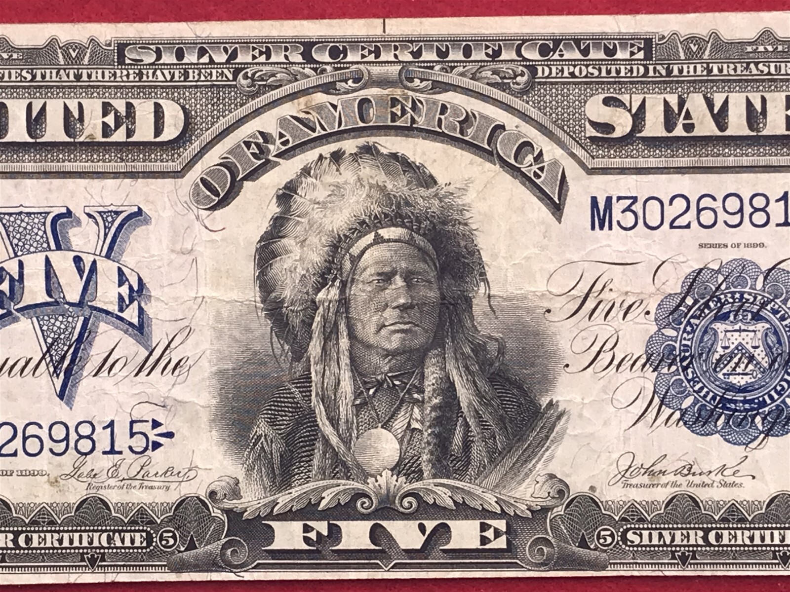 FR-277 1899 Series $5 Dollar Silver Certificate "Chief" *PCGS 25 Very Fine*