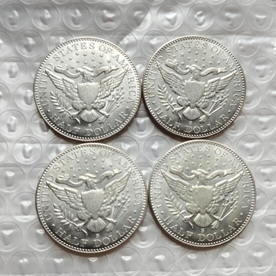 Lot of 4 Barber Silver Half Dollar Coins Mixed Dates AU/BU Coins-US