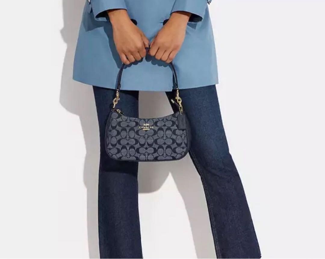 COACH CH139 Teri Shoulder Bag Signature Chambray Blue Outlet SMM