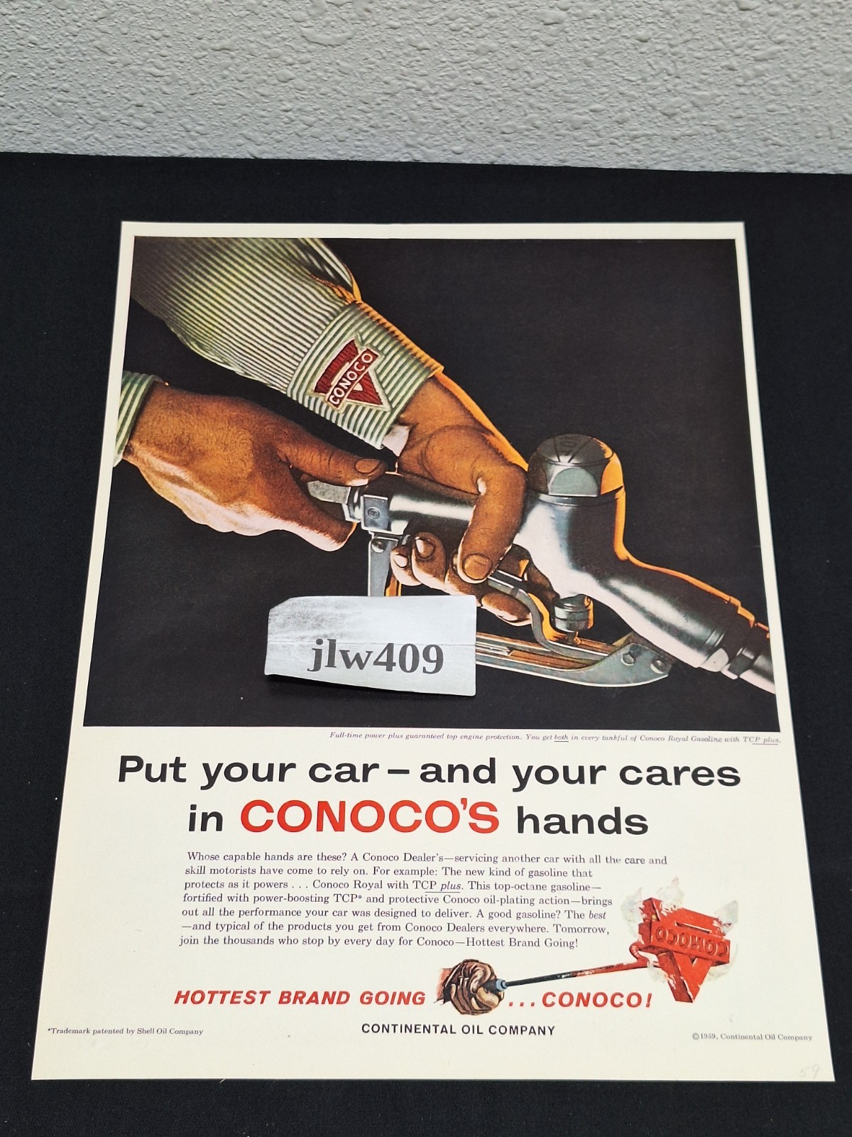 (4) 1959 CONOCO GASOLINE MOTOR OIL Print Ads Magazine Ads