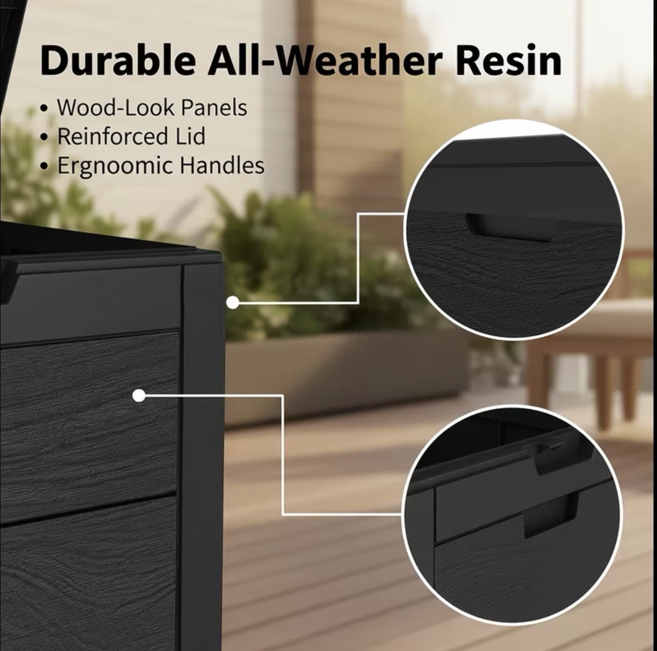 Gallon Outdoor Storage Box Rattan Garden Cushion Organizer Patio Deck Cabinet