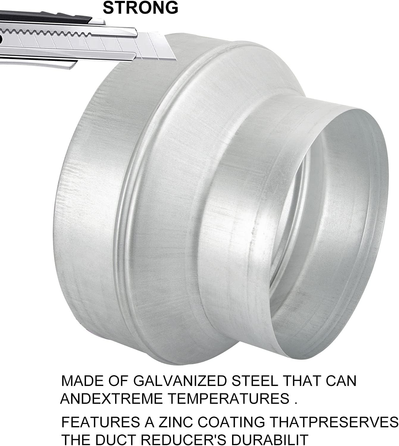 6 to 4 Inch Flexible Air Duct Reducer Adapter, Silver, New