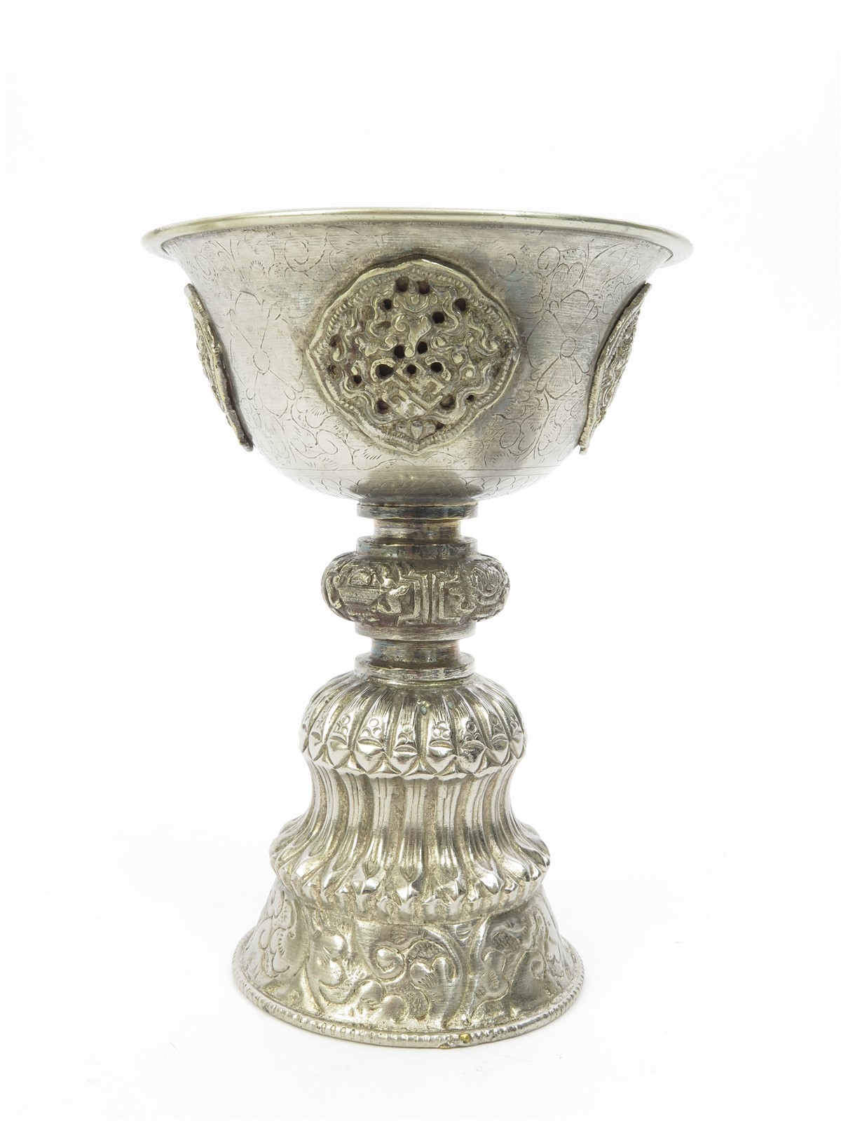 Estate Tibetan Buddhist Yak Butter Lamp 5.75" tall, 4.25" Diameter