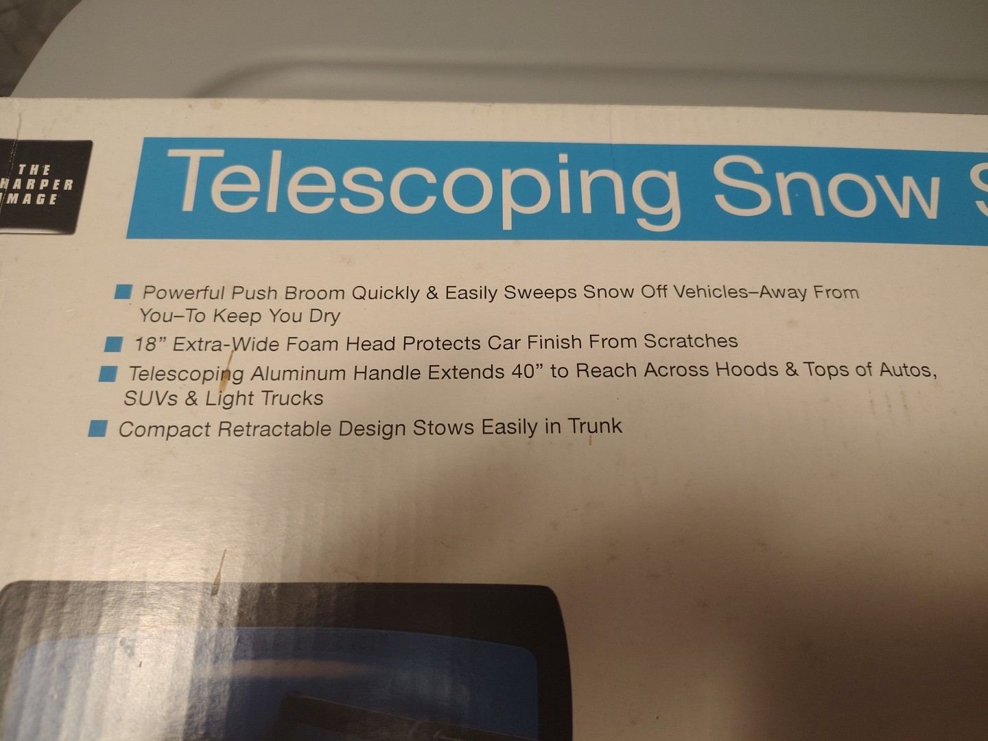 Sharper Image Telescoping Snow Sweeper 18" Foam Head With 40" Retractable Handle