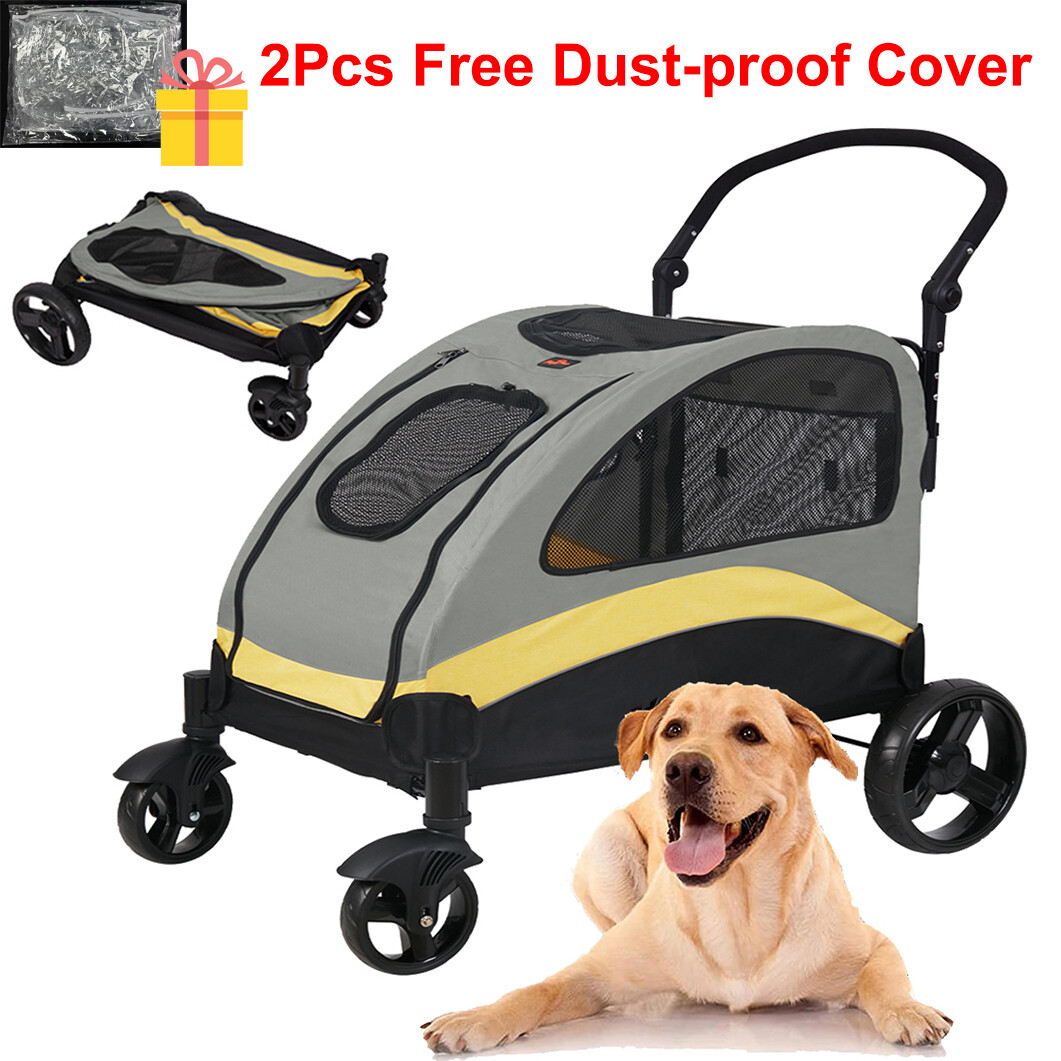 XXL Heavy Duty Dog Stroller Double Door Pet Trolley Carrier Cart Foldable Jogger