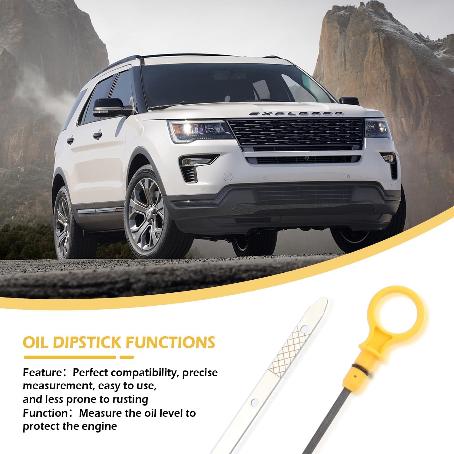 Engine Oil Dipstick Replacement OEM#CJ5Z-6750-A Compatible with 2.0L Ecoboost En