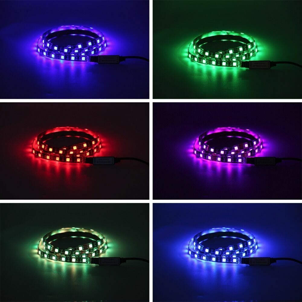 4 x 50CM TV LED Backlight USB 5050 RGB LED Strip Light Remote Kit 5V 30Leds/M