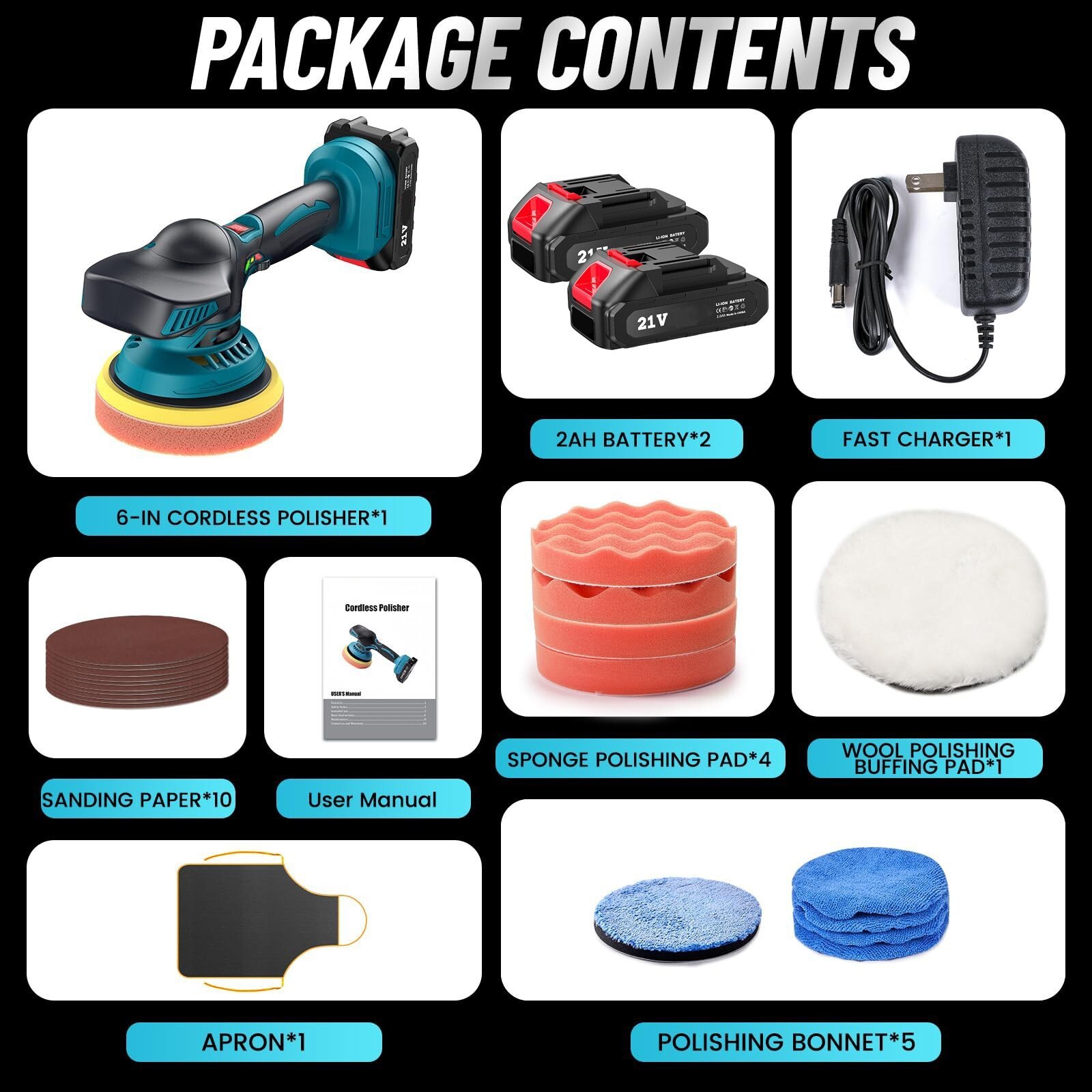 Dual Action Car Polisher Buffer Machine Cordless 6" Sander Polishing Kit Battery