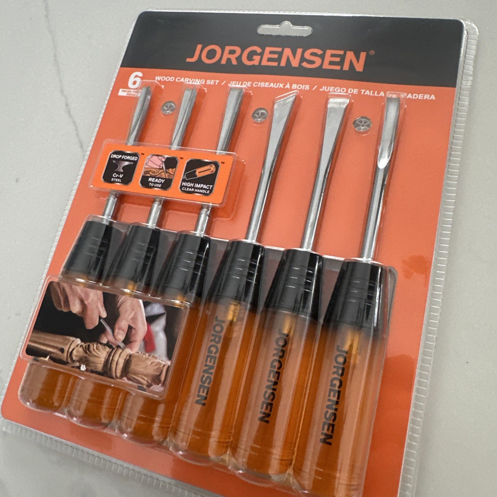 Jorgensen Wood Carving Tools 6 Pc Basic Wood Carving Set Acetate Handle - New