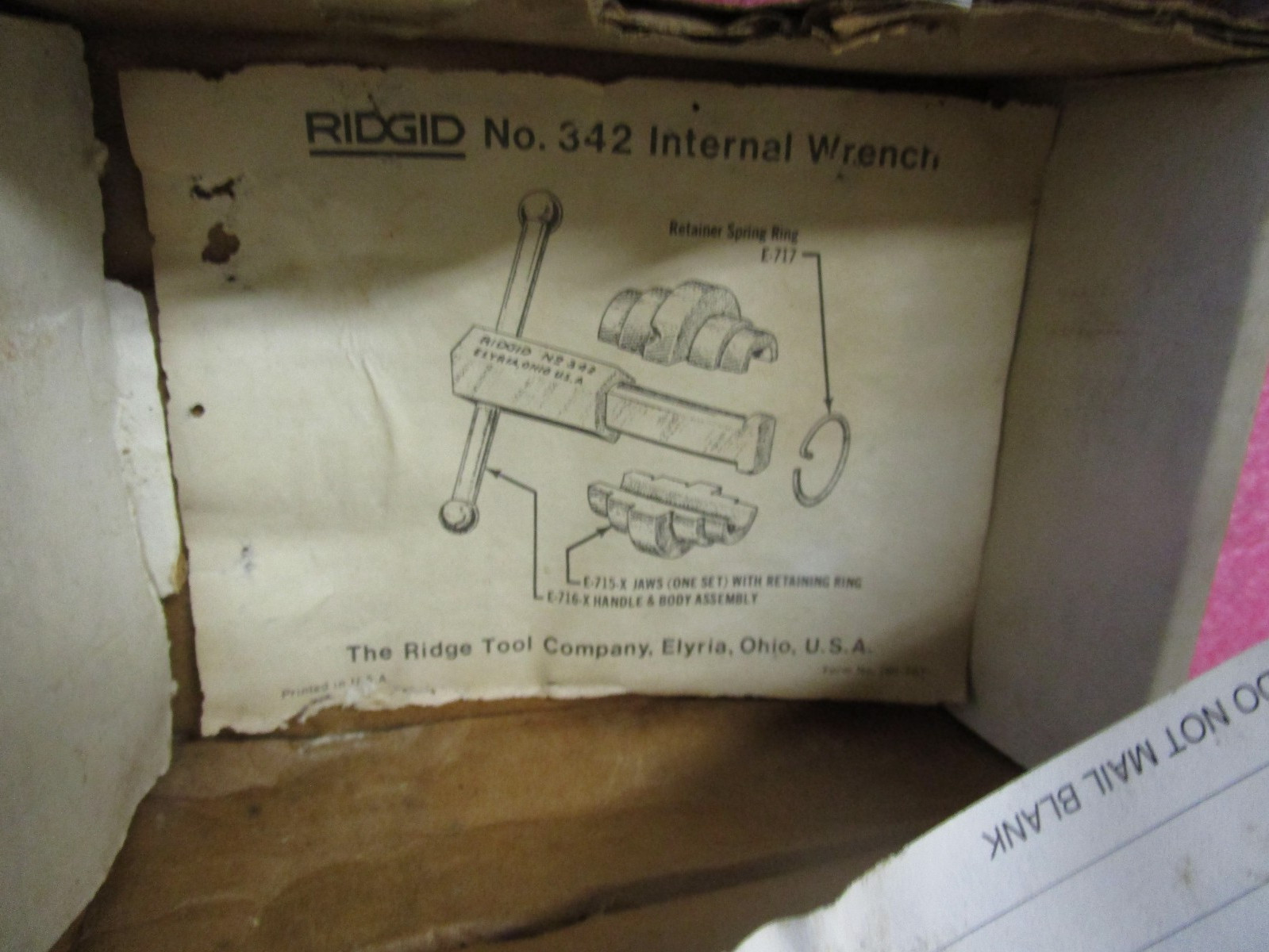 Ridgid 31405 342 Internal Wrench 4 1/2", 1" - 2" Pipe Capacity, 15/8 lbs