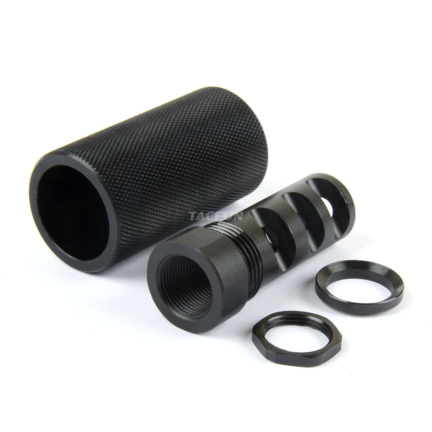 Steel Muzzle Brake 5/8X24 TPI + Knurled Forwarder