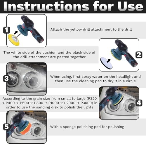38Pcs Car Headlight Restoration Kit, 3 Inch Headlight Polishing Kit, Headlight