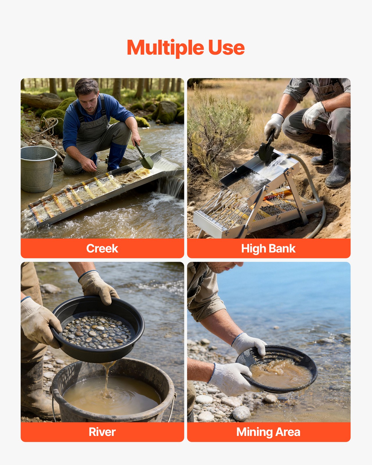 VEVOR Highbanker Gold Panning Kit Folding High Banker Gold Sluice Box 50" 26 PCS