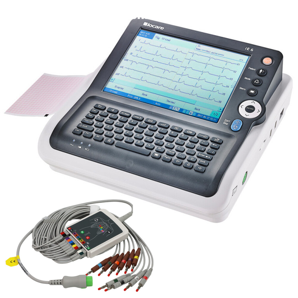 Biocare iE6 12 lead 6 channel ECG Machine Touchscreen with interpretation FDA US