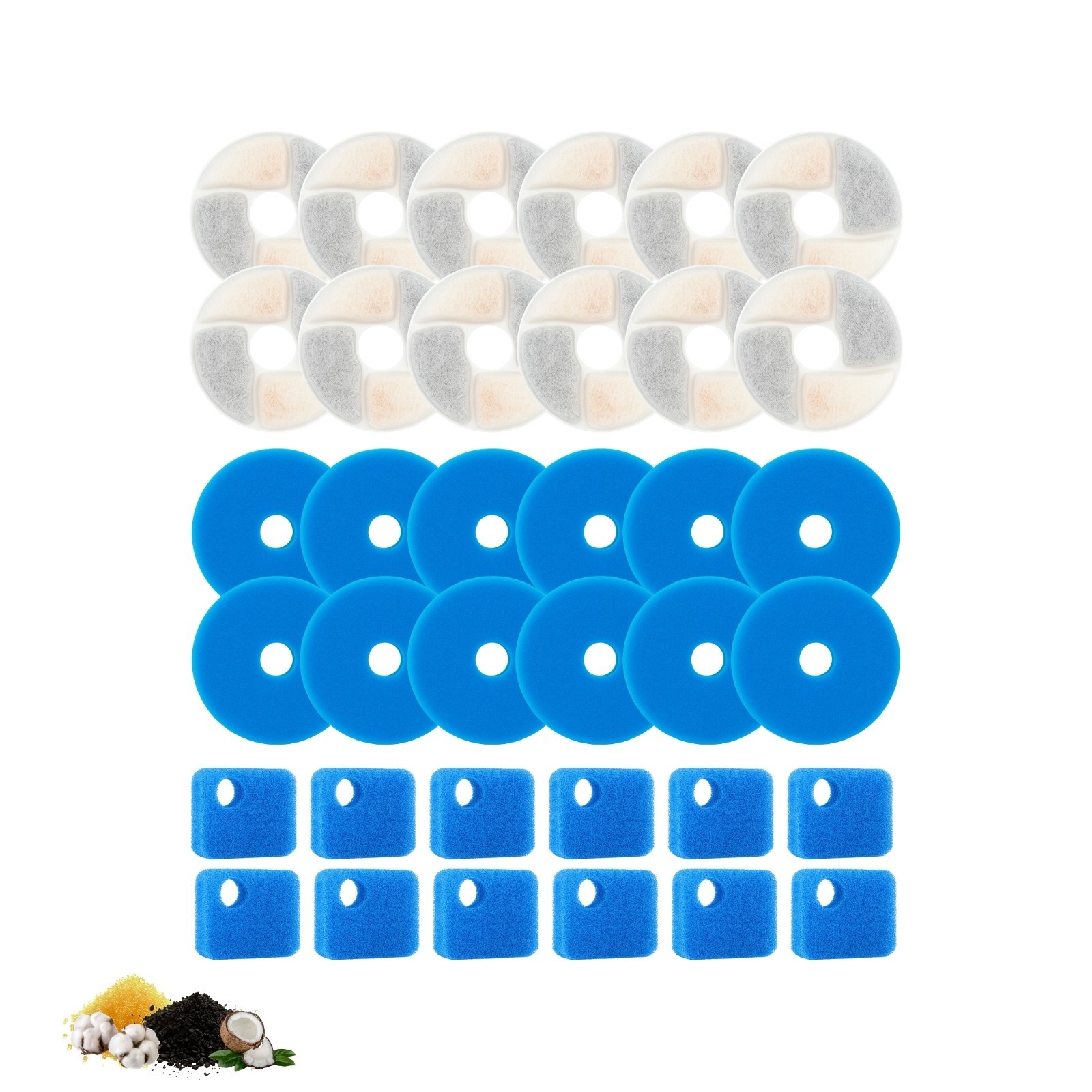 Nispira Cat Fountain Filter Replacement for Rantizon SORON 2.2L Stainless, 12 Pk