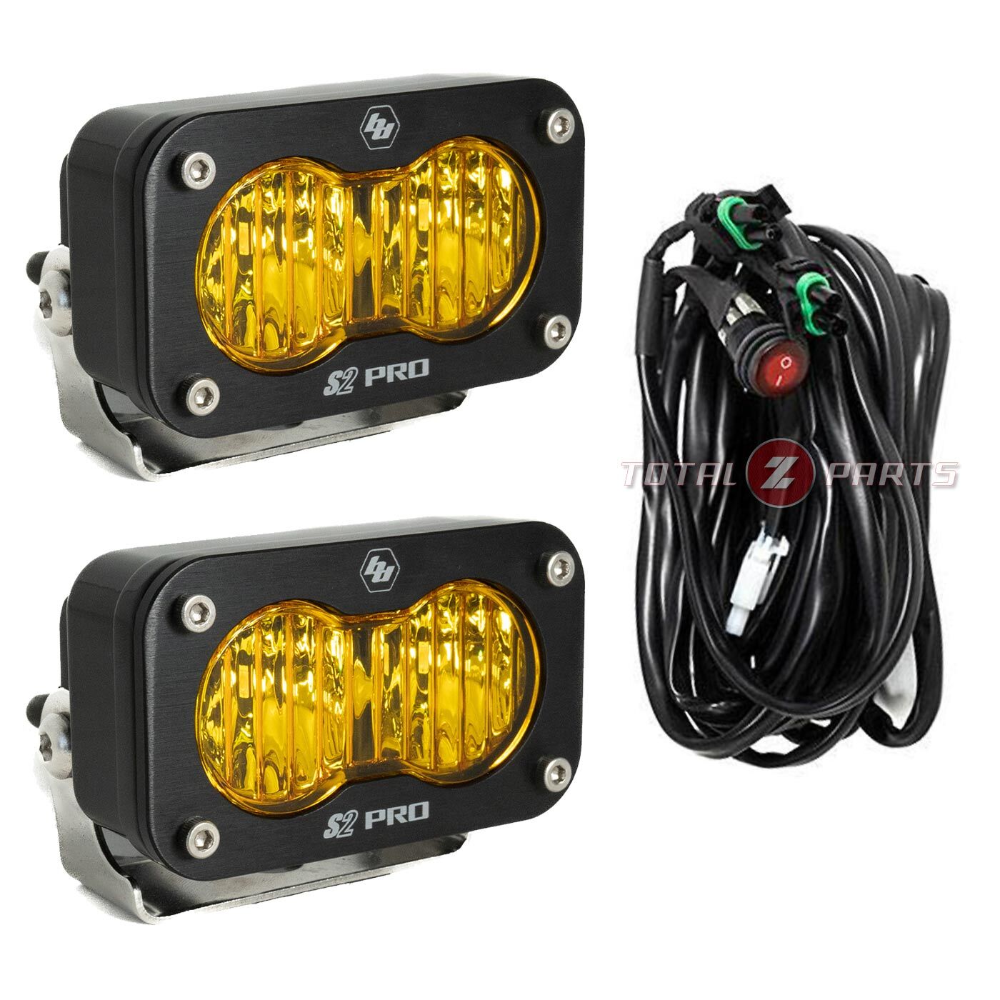 Baja Designs® S2 Pro™ Amber Wide Cornering LED Lights Pair & Wiring Harness