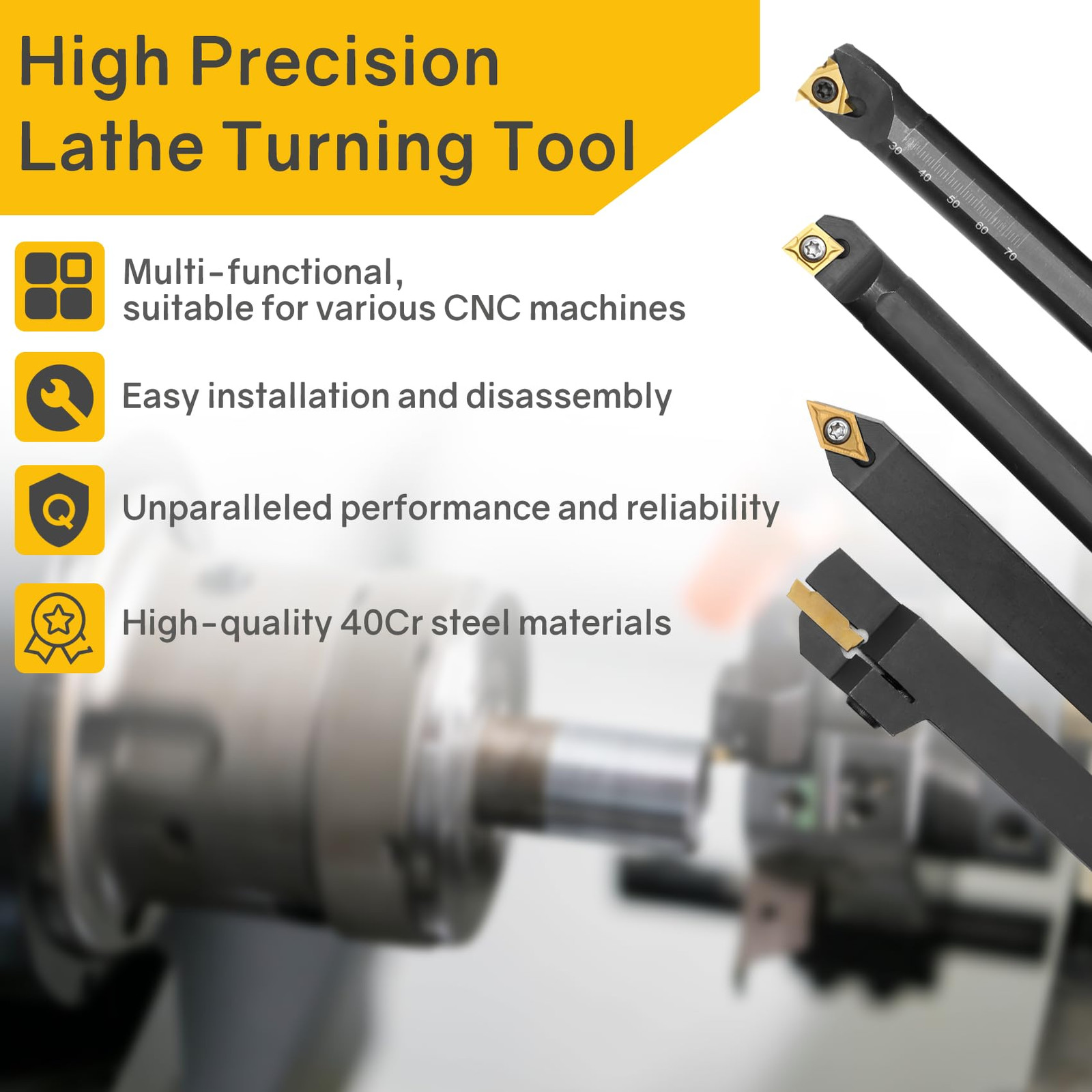 Lathe Turning Tool 21Pcs Kit 5/8 16mm Shank 7 Pcs Metal Lathe Tool Holder Set 1