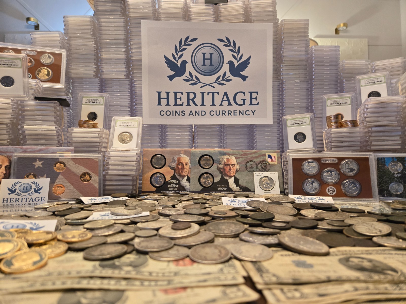 ESTATE SALE, OLD COINS, GOLD, .999 SILVER BARS, BULLION, RARE U.S. BILLS, PROOFS