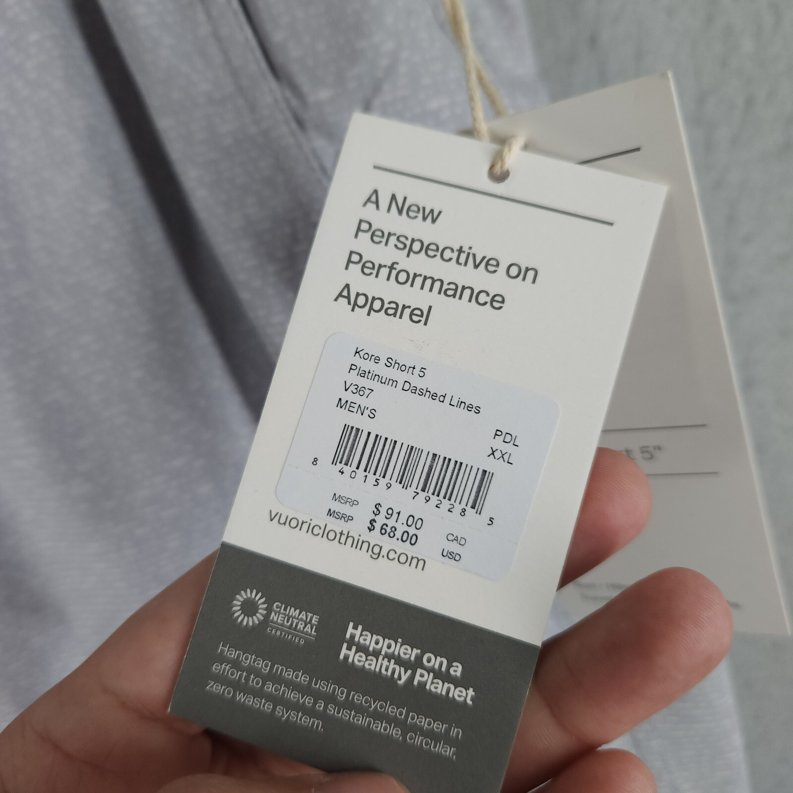 NEW Vuori Kore Shorts Mens XXL 2XL Gray Lined 5" Inseam Performance Athletic NWT