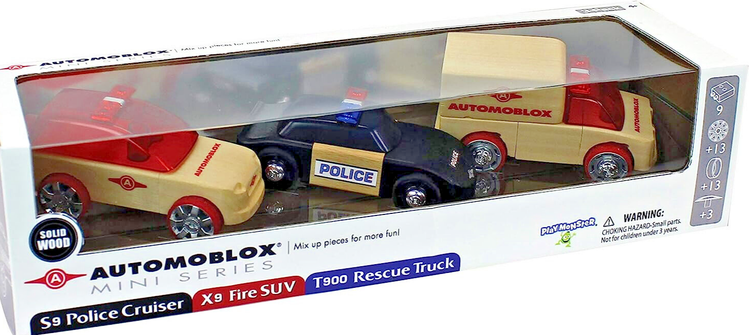 Automoblox - 3 Mini Rescue Pack — Wooden Mix-and-Match Vehicles