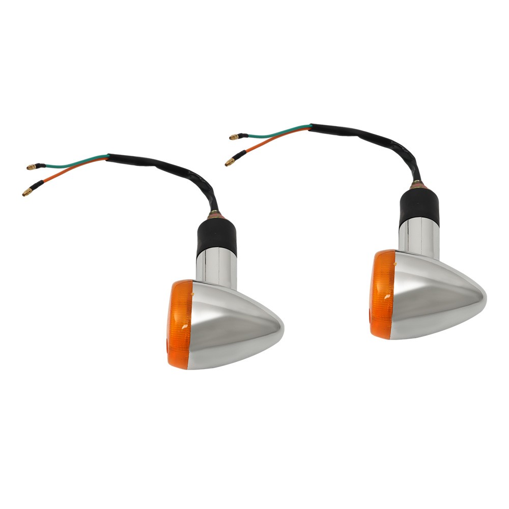 2 × Amber Chrome Front Rear Turn Signal Blinker Indicator Light For Kawasaki