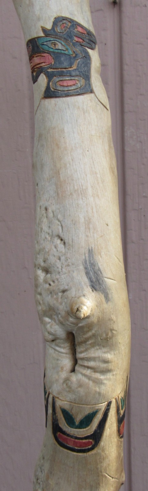 Northwest Coast Hand Carved SHAMAN Totem Walking Talking Stick Cane Pole STAFF