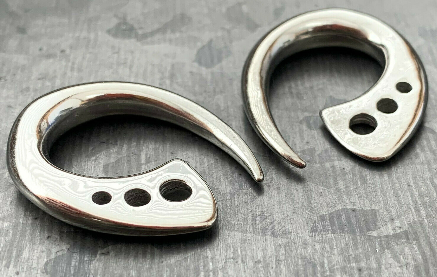 PAIR Surgical Steel Terrestrial Fin Tapers Ear Plug Earring Gauge Lobe Expander