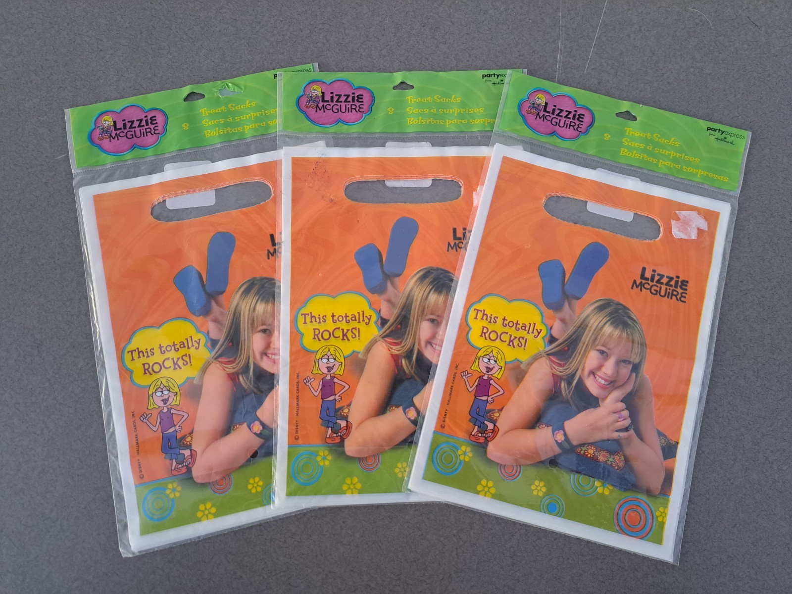 Lot Of 3 Lizzie McGuire Party Treat Loot Bags Hilary Duff Disney 24 Bags total