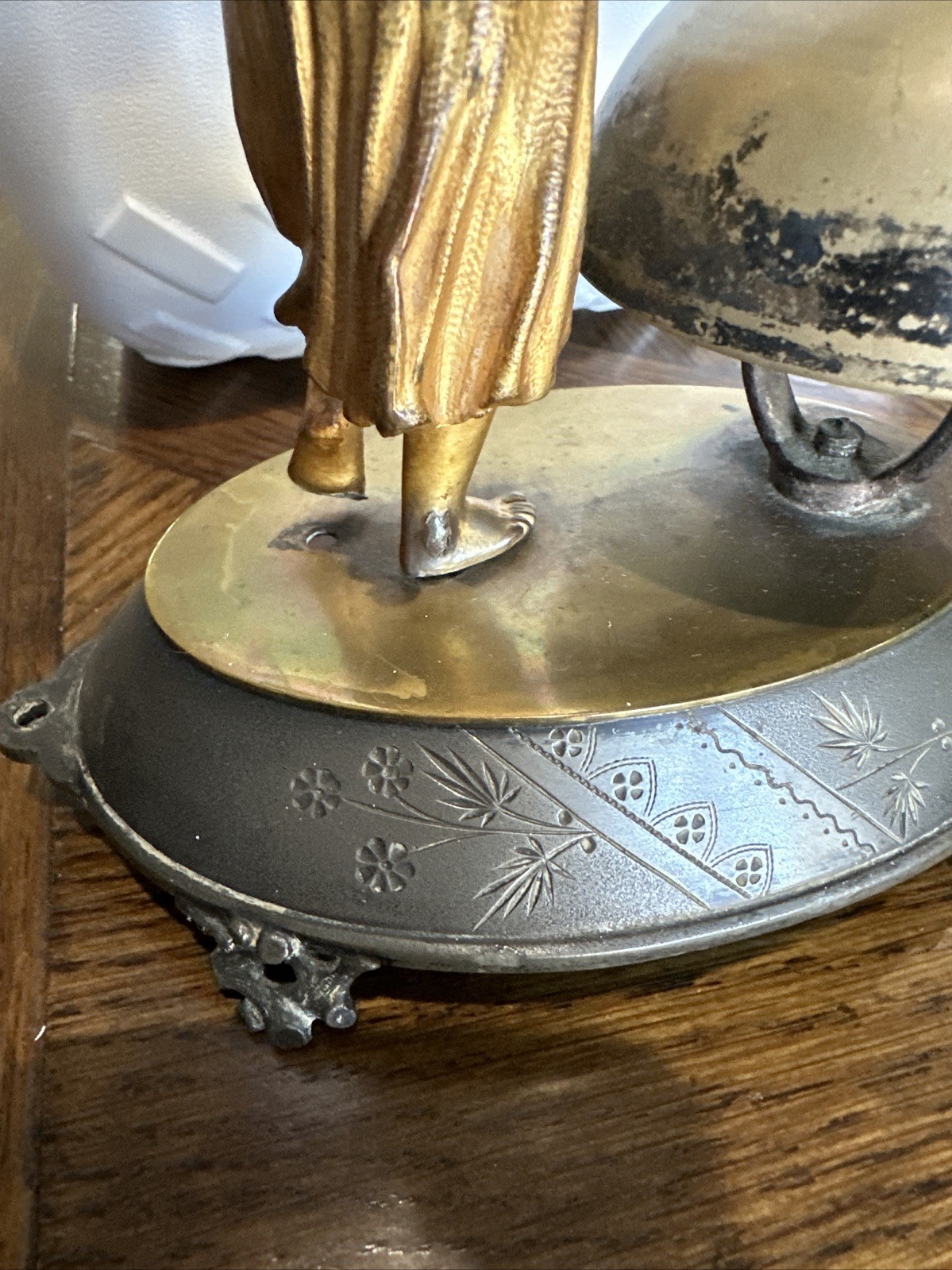 victorian meriden Britannia Figural Lady Mechanical Bronze Hotel Bell