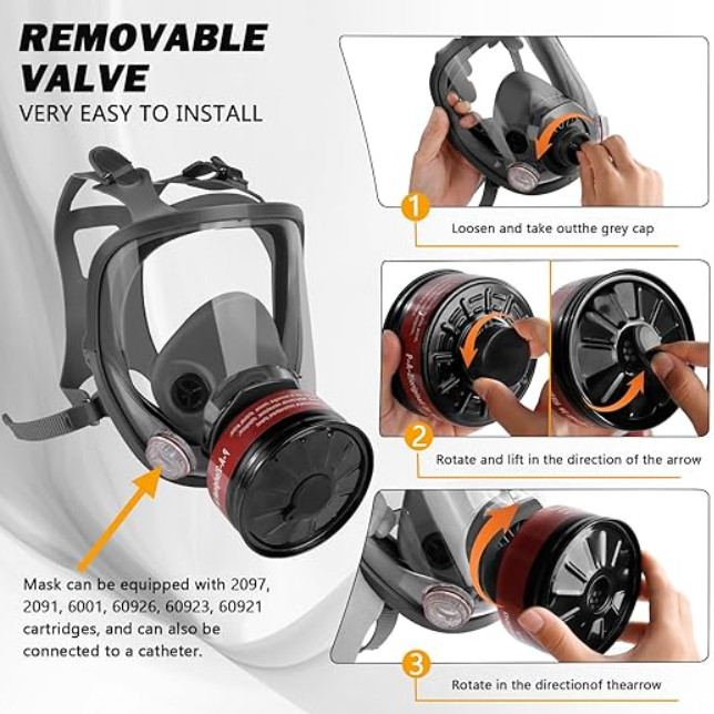 Reusable Full Face Respirator Gas Mask with 40mm Activated Carbon Filter 6800