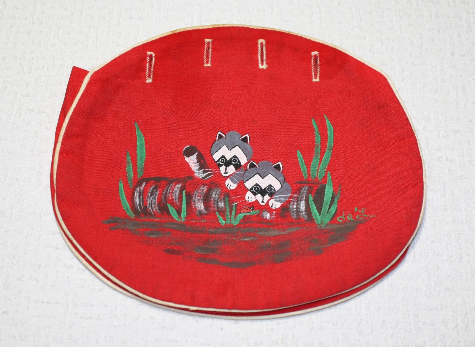 Vintage 1980s Girl's Bermuda Bag Wooden Handle Purse with 6 Handmade Covers