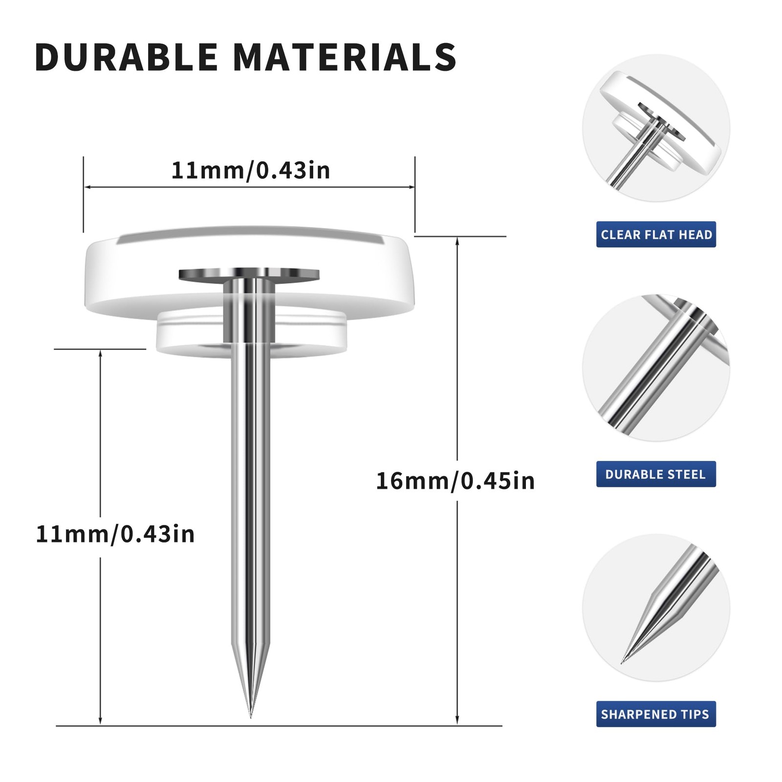 180-Pack Clear Thumb Tacks - Heavy Duty Push Pins for Bulletin Board, Office,