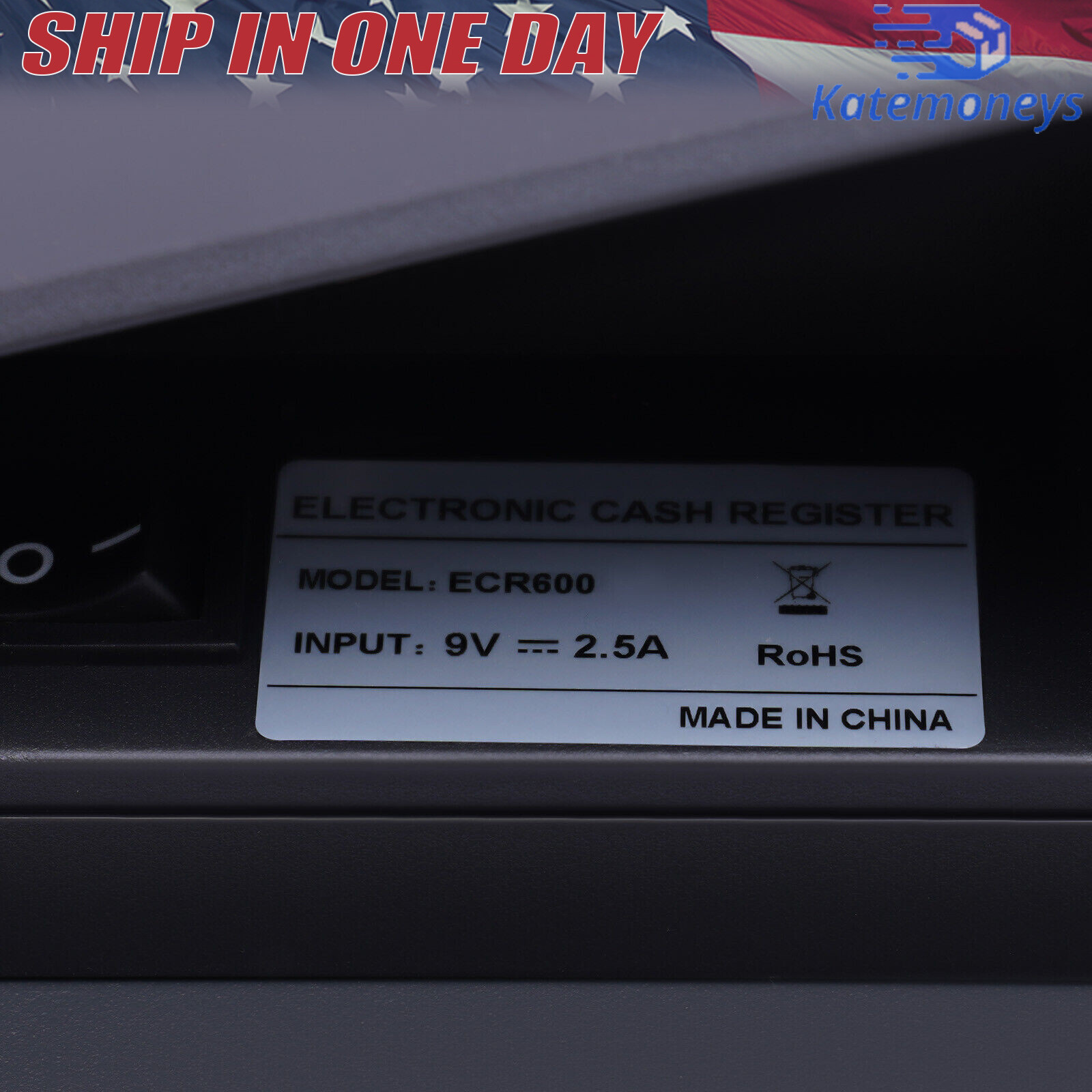 38 Keys Electronic Cash Register Black Thermal Cash Register with Cash Drawer