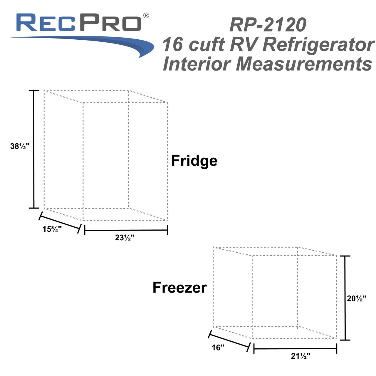RecPro RV Refrigerator Stainless Steel | 16 Cubic Feet | 12-Volt | French Style