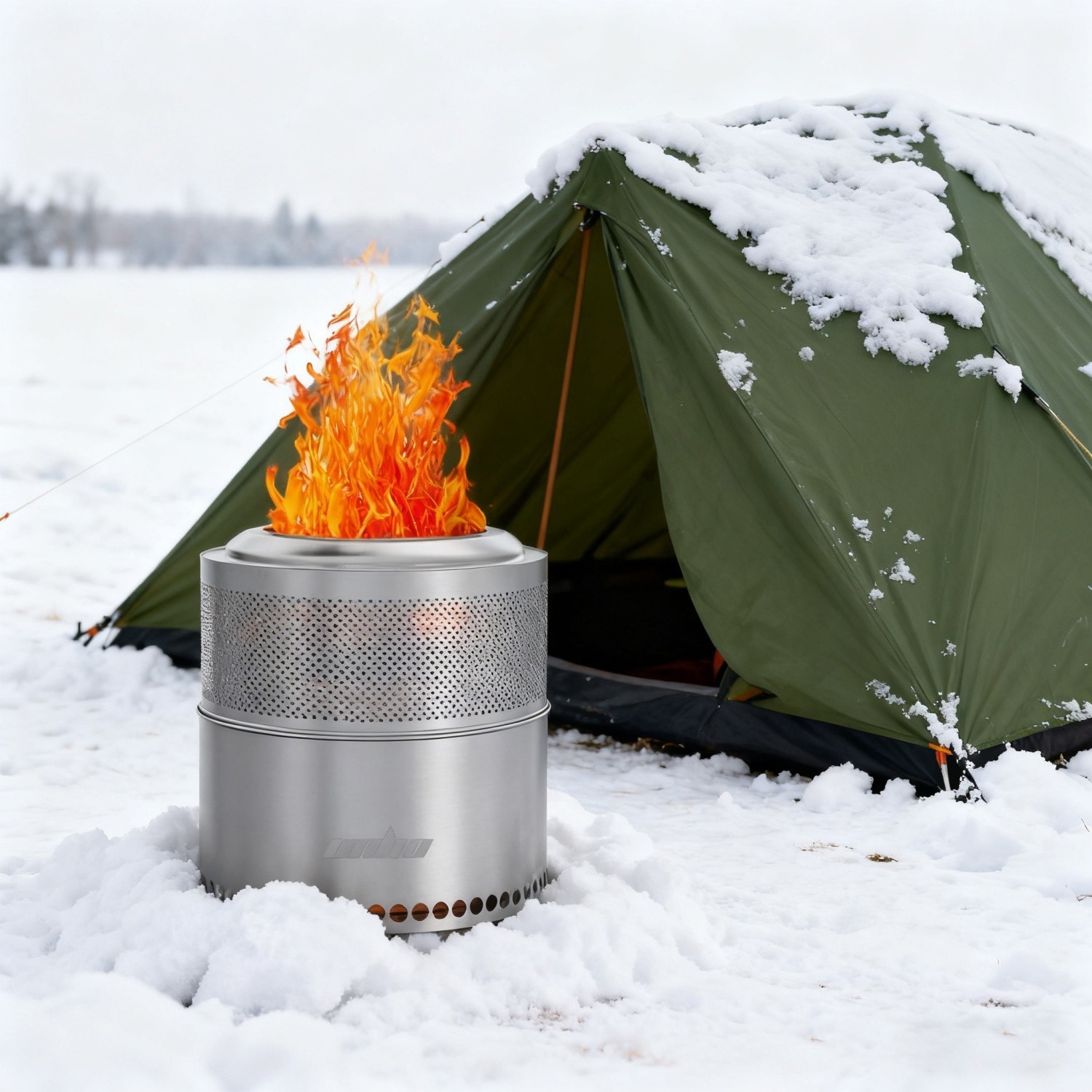 4-6 People 20'' Smokeless Fire Pit Wood Burning Portable Stainless Steel Outdoor