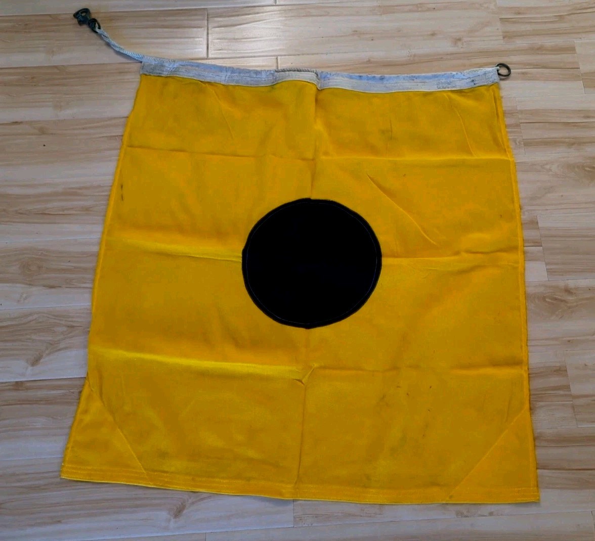 Salvaged Vintage Nautical International Signal Flag I (India) With Clasp 32x36"