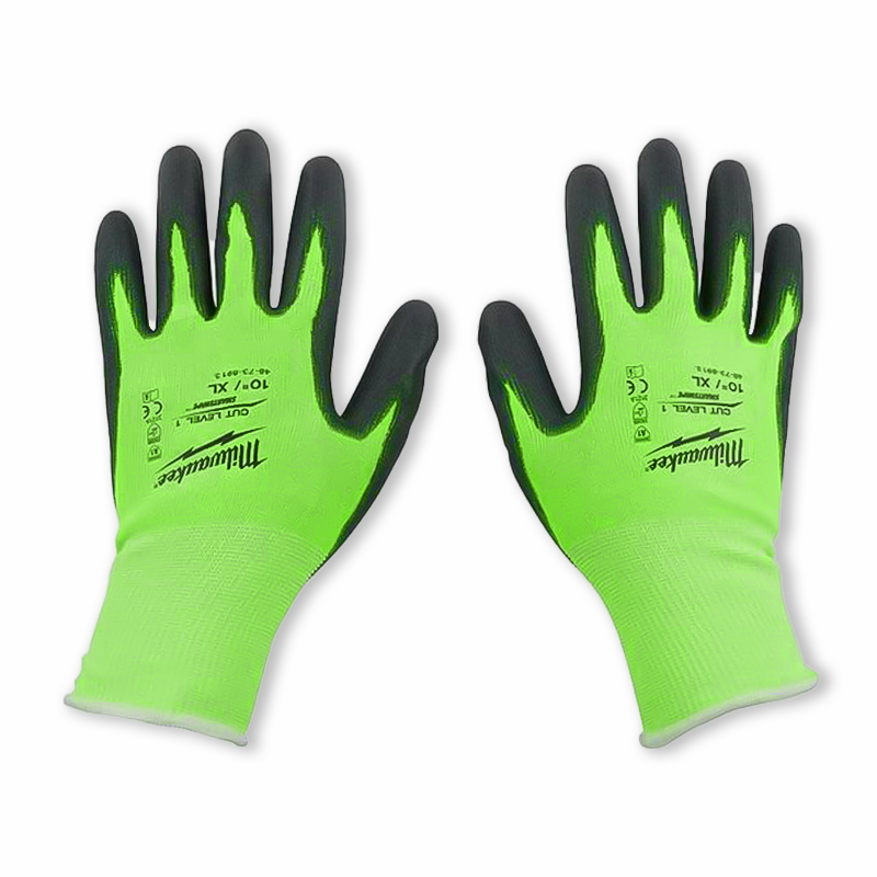 New Milwaukee Work Glove High Visibility Cut Level 1 Polyurethane Dipped 12 Pair