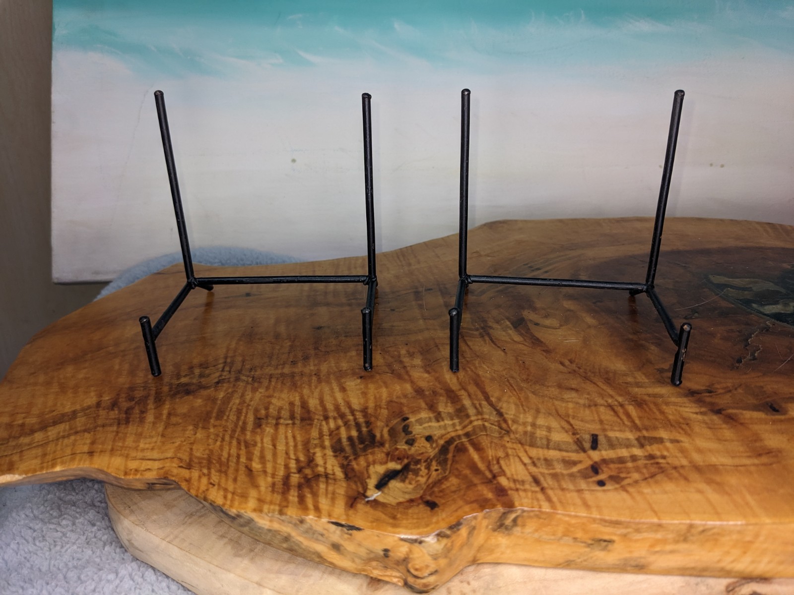 Agatized Coral Fossil Split Geode Botryoidal Blue/Violet Butterfly w/stands