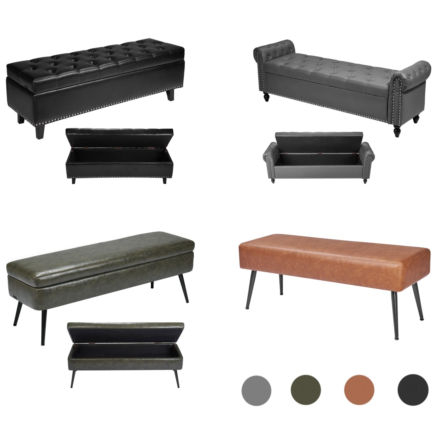 PU Leather Ottoman Bench Shoe Seat with Metal Legs Shoe Bench for Entryway