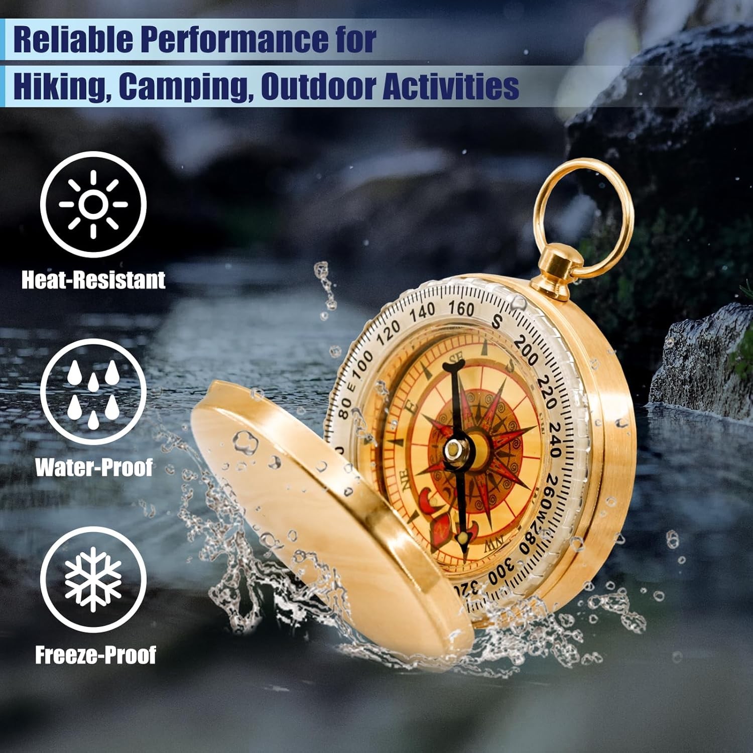Portable Compass Brass Keychain Watch Pocket Outdoor Camping Hiking Navigation