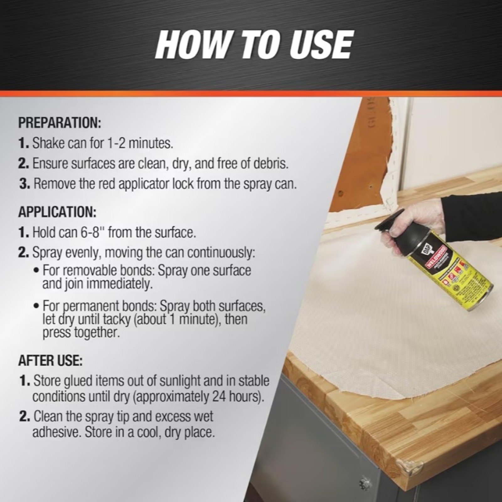 DAP Weldwood Spray Adhesive 11oz 2 Pack Multi Purpose Foam Fabrics Wood Plastics