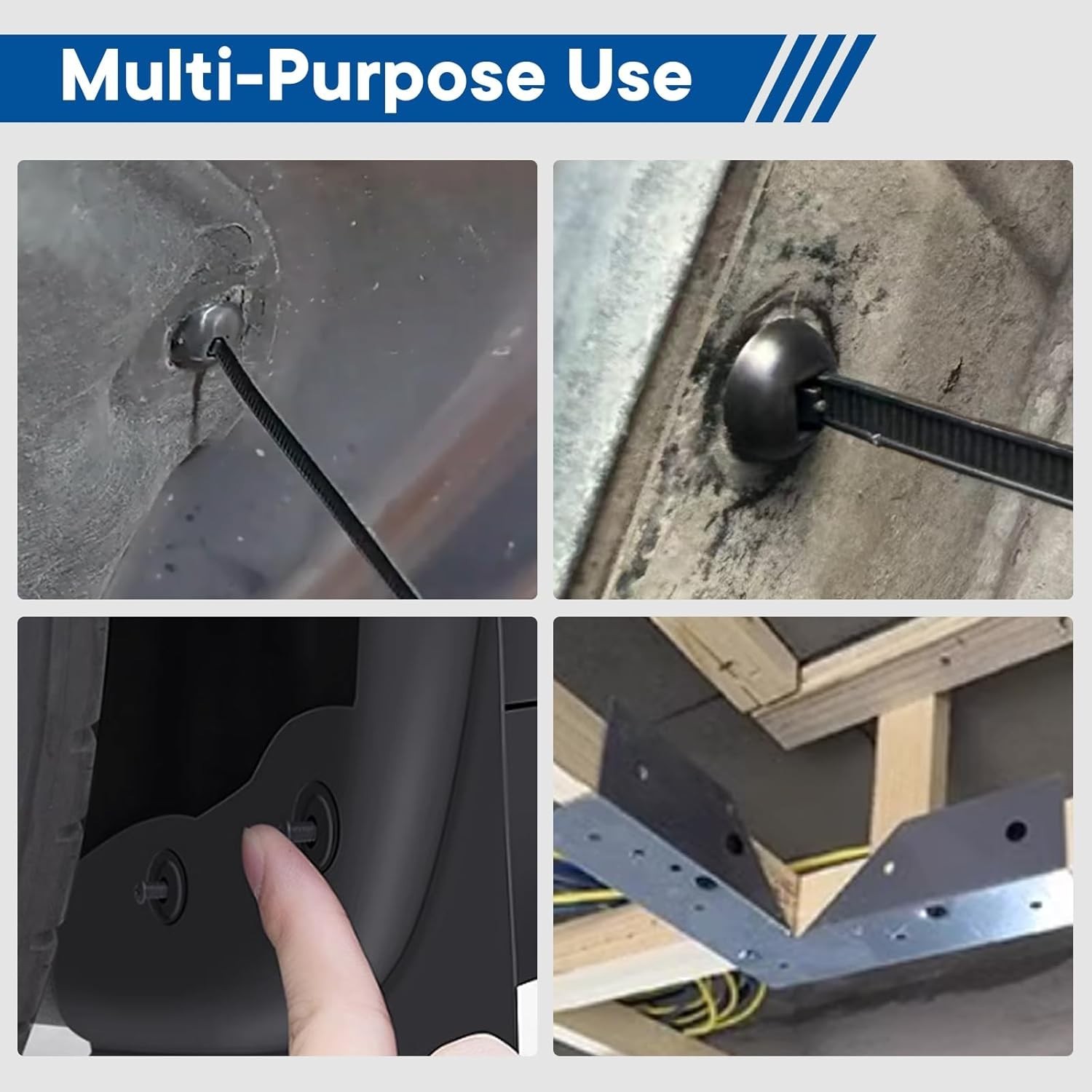 100PCS Snap-fit Nylon Fastening Clip for Car Repairs, Universal Black