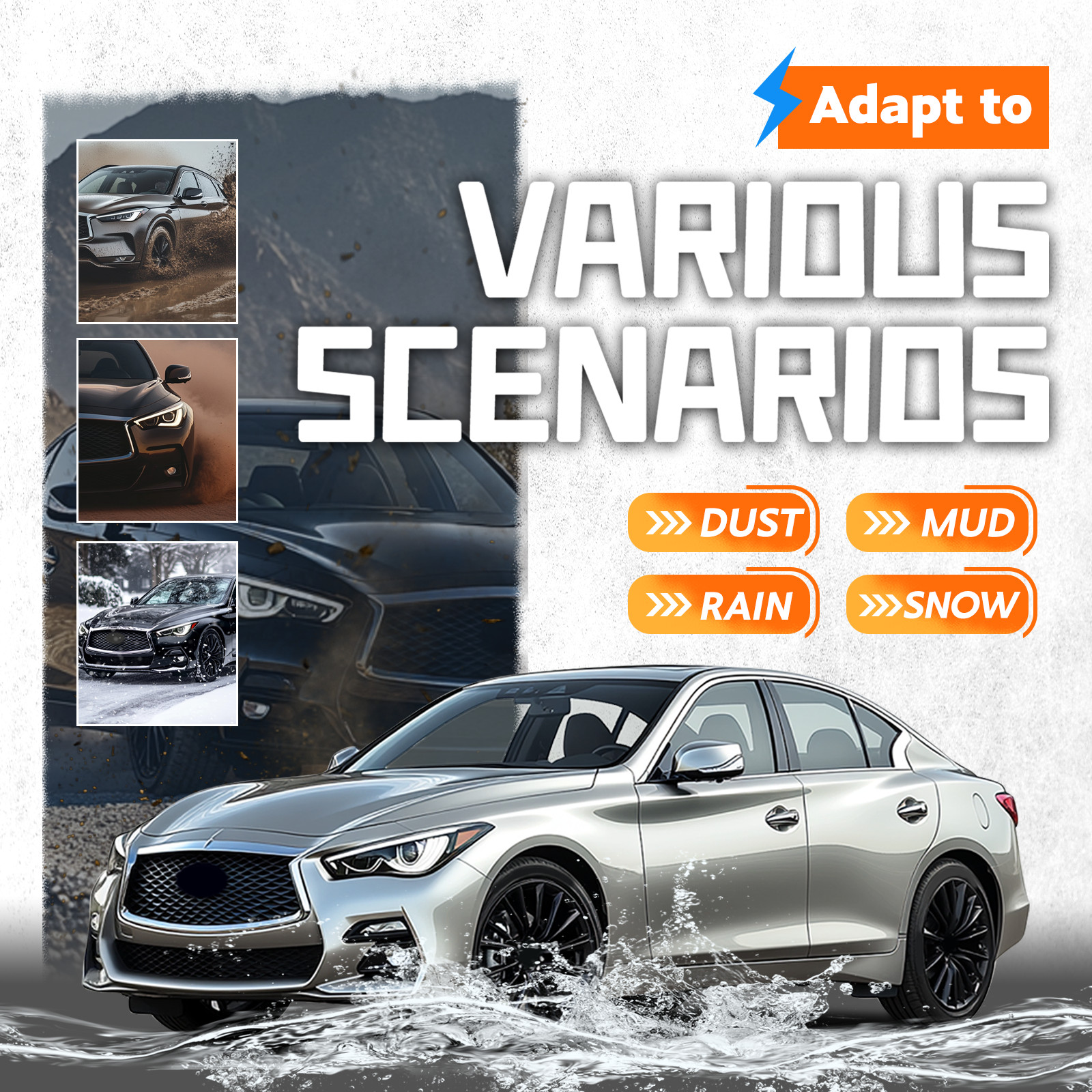 Pair Inner Fender Liners For 2014-2023 Infiniti Q50 Front Driver Passenger Side