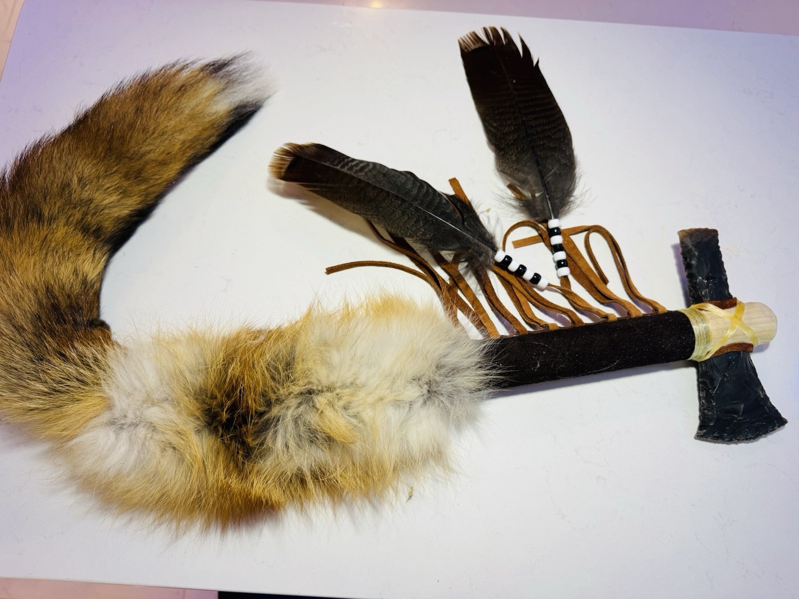 Native American Indian tomahawk. By Enrolled Cherokee 30” Including Tail