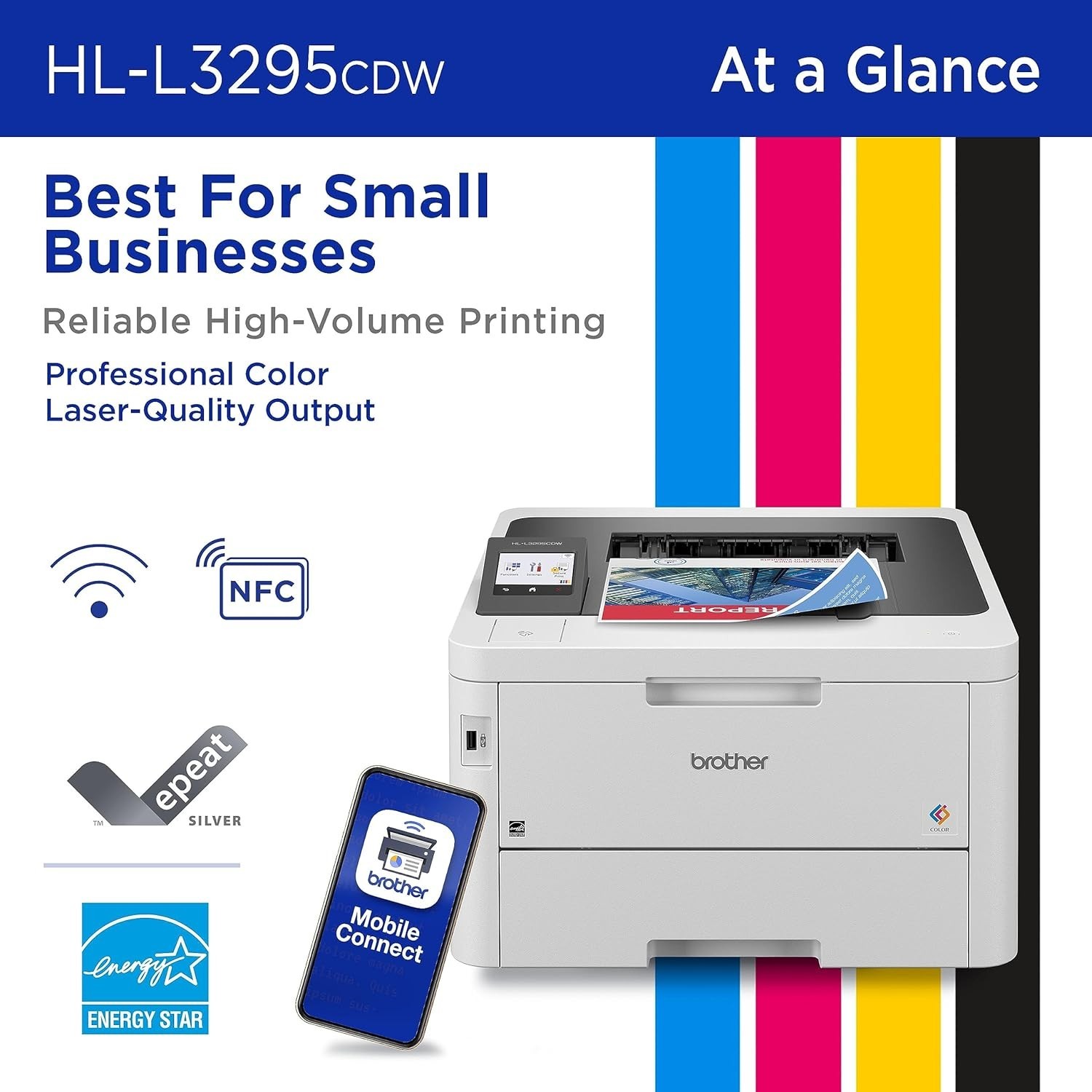 Brother HL-L3295CDW Compact Color Digital Printer: Duplex, NFC & Refresh Ready