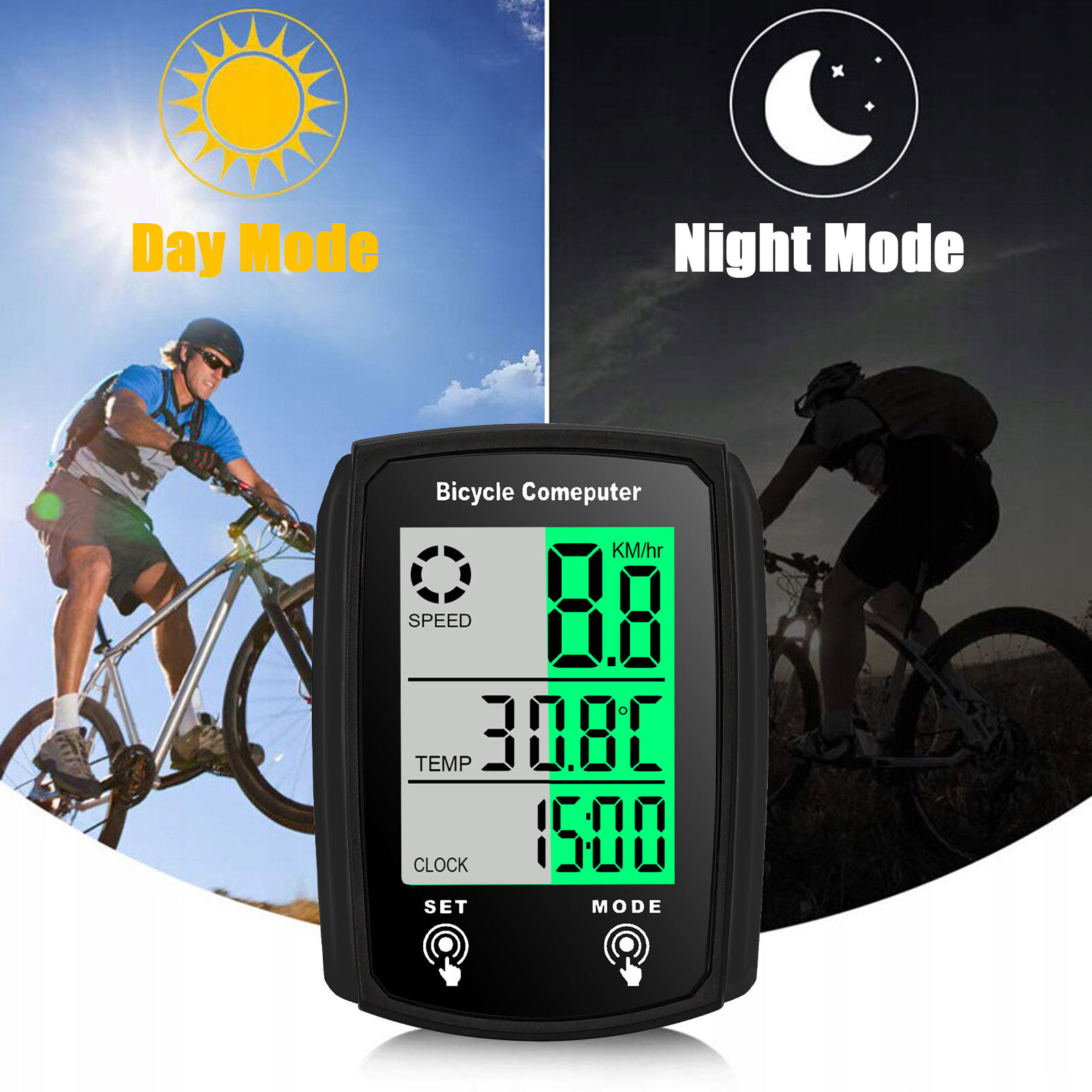 Waterproof Wired LCD Digital Cycle Bike Computer Bicycle Speedometer Odometer US