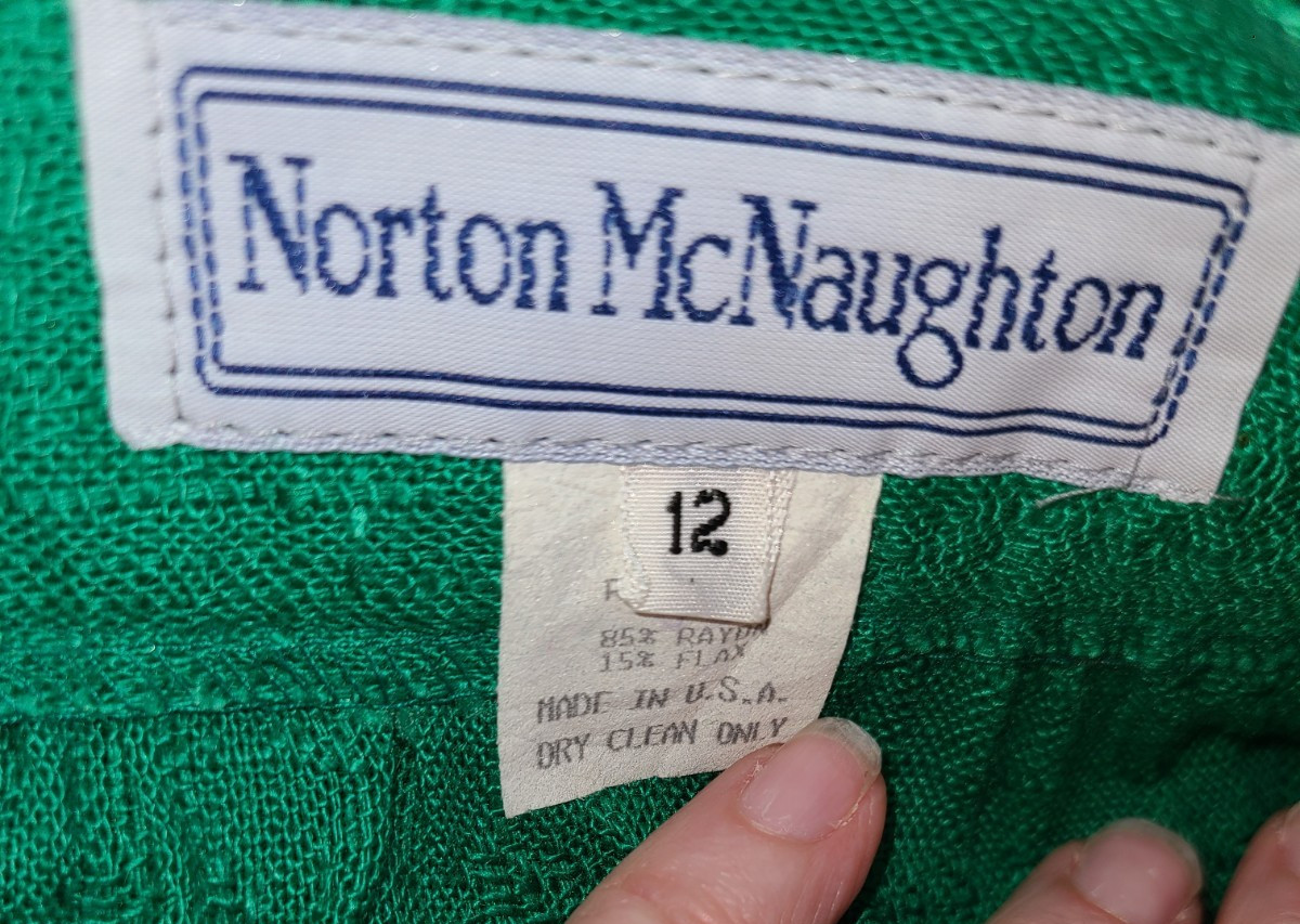 VTG 80s Norton McNaughton sz 12 green rayon flax waist Maxi Skirt Librarian