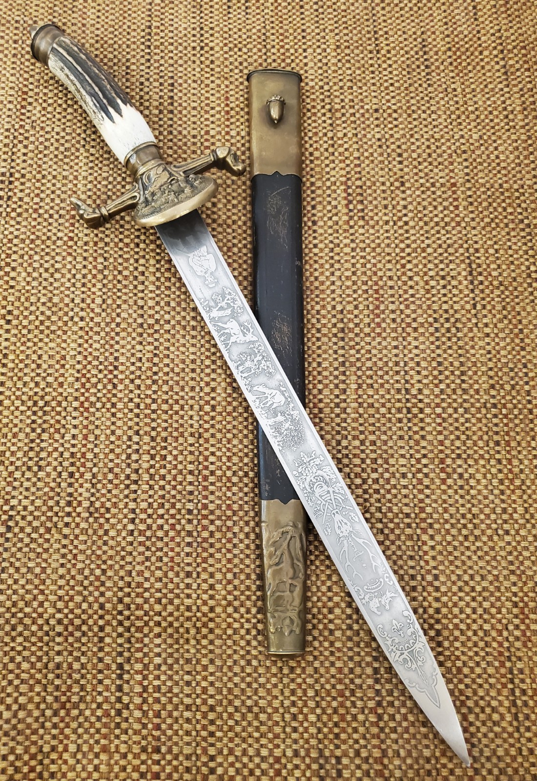 German Weyersberg & Co Solingen Hirschfanger Hunting Dagger"Gott Mit Uns" c.1900