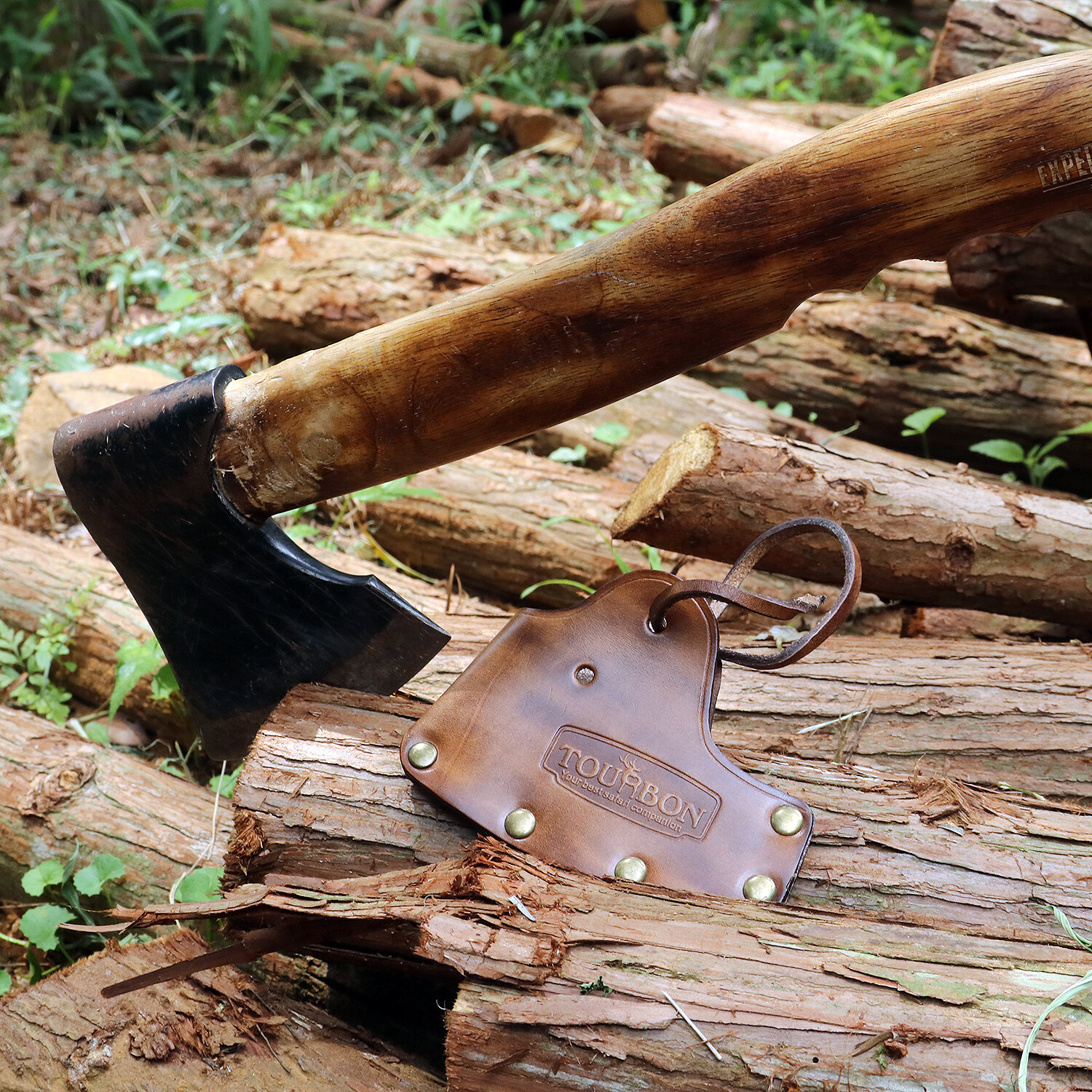 TOURBON Vintage Leather Axe Holster Hatchet Lanyard Blade Sheath Protect Cover